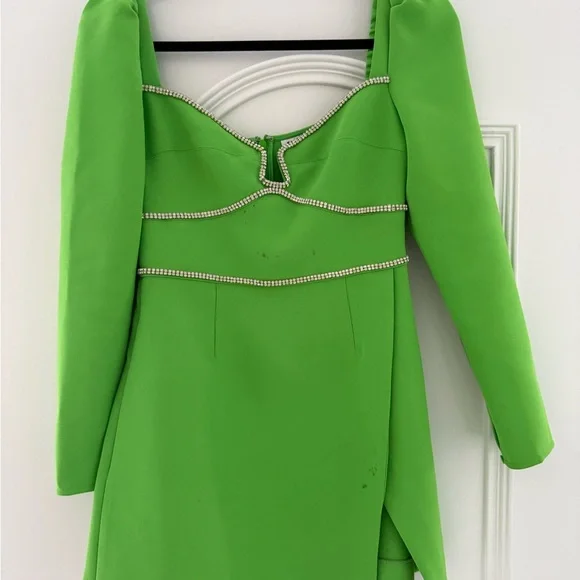 self portrait green rhinestone dress Olive Rhinestone Embellished Maxi Dress – self-portrait-EU